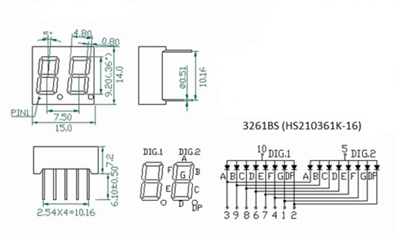 LED 7 đoạn Anode chung 3261BS
