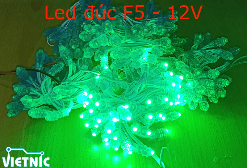 Led đúc F5 12V Màu xanh lục