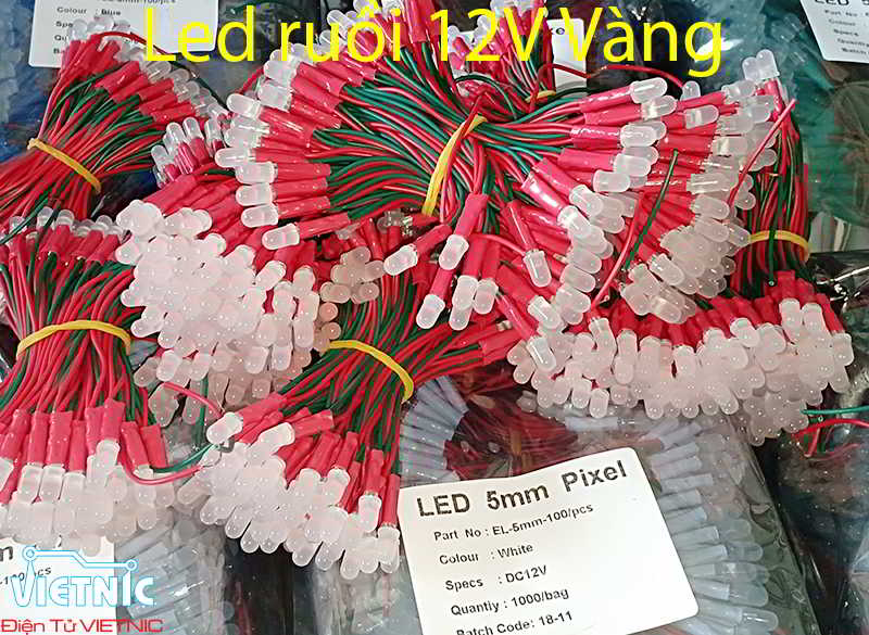 led ruồi 12V màu vàng