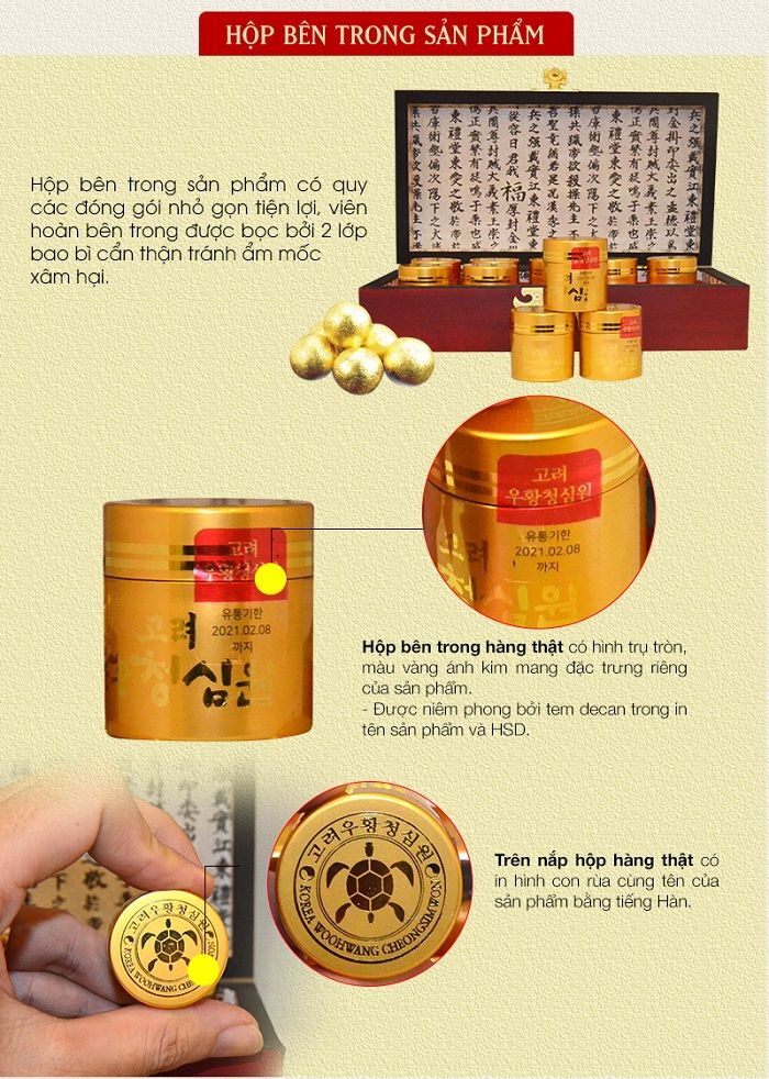 cách phân biệt ngưu hoàng thanh tâm hộp gỗ 10 viên thật giả