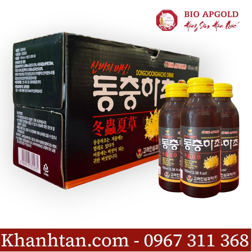 nước đông trùng hạ thảo hộp 10 chai bio apgold