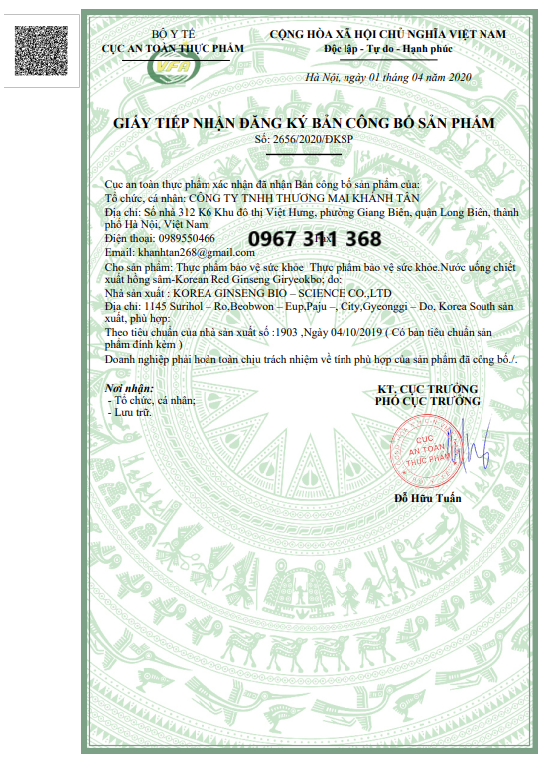 nước uống hồng sâm dạng gói hàn quốc