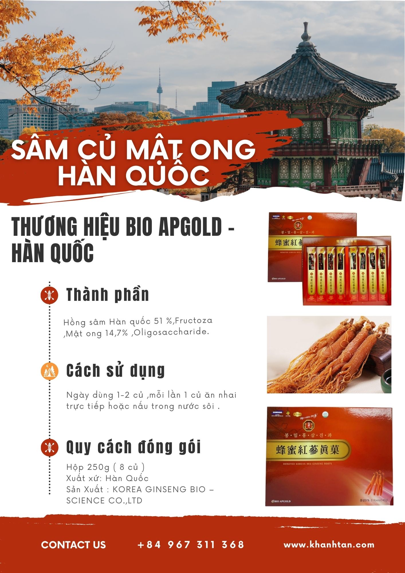 sâm củ mật ong - Bio apgold hàn quốc