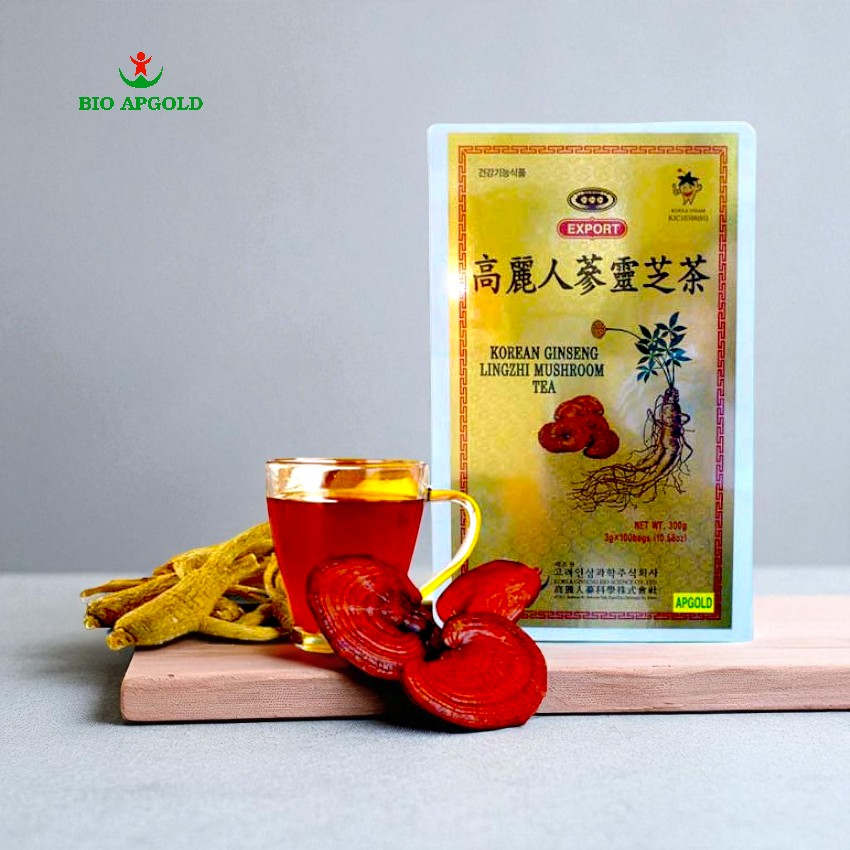 trà sâm linh chi hộp gỗ 100 gói