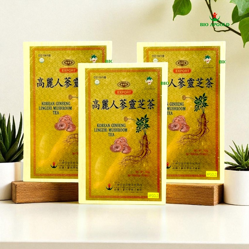 trà sâm linh chi hộp gỗ