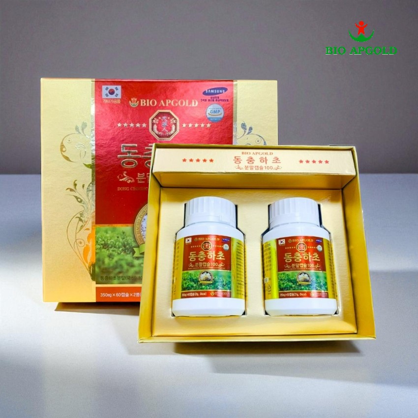 viên đông trùng hạ thảo nguyên chất 100% hộp 2 lọ Bio apgold