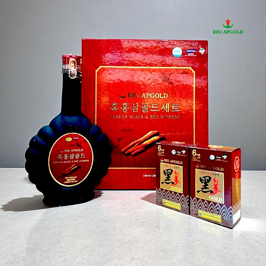 nước hắc sâm hộp 900ml Bio apgold - Bộ quà tặng hồng sâm cao cấp
