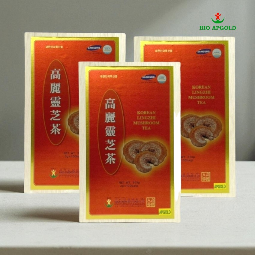trà linh chi hộp gỗ hàn quốc hộp 100 gói