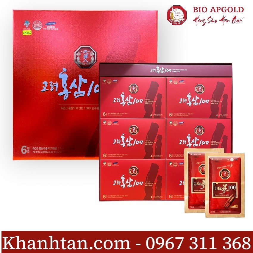 Nước uống hồng sâm nguyên chất 100% bio apgold