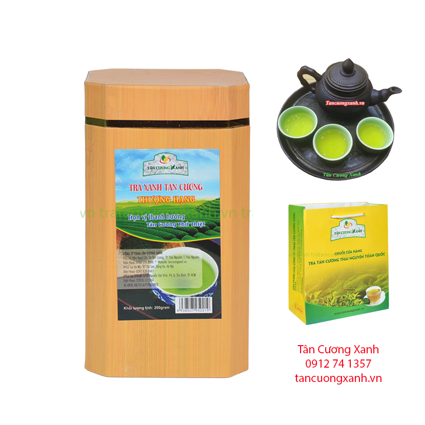 Trà Tân Cương Thượng Hạng 200g - Hộp Vân Gỗ