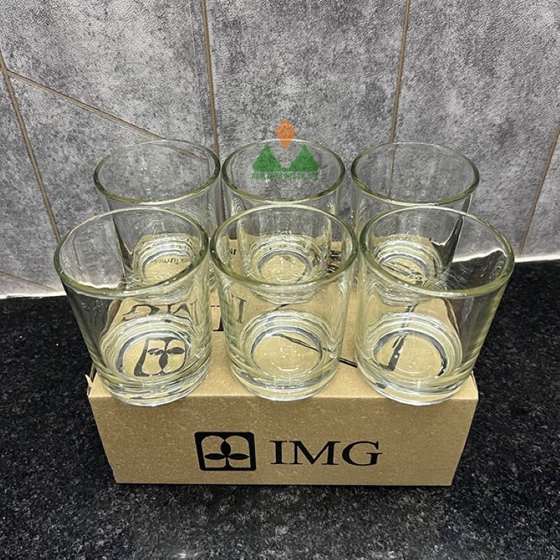 Ly thủy tinh cafe in logo