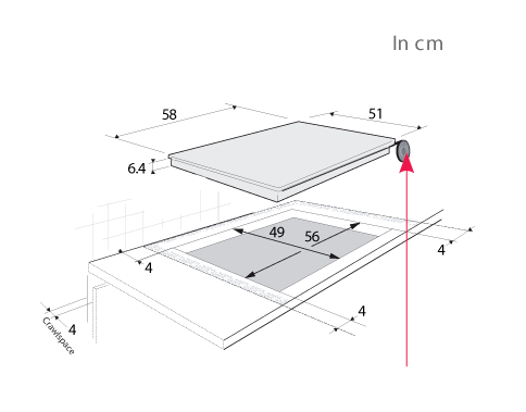 Kích thước khoét đá bếp từ Brandt TI1028B Kích thước khoét đá bếp từ Brandt TI1028B