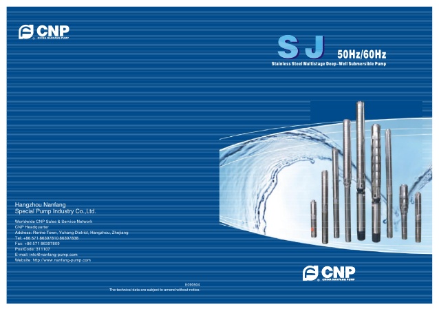 Thông số kỹ thuật Bơm CNP Model SJ