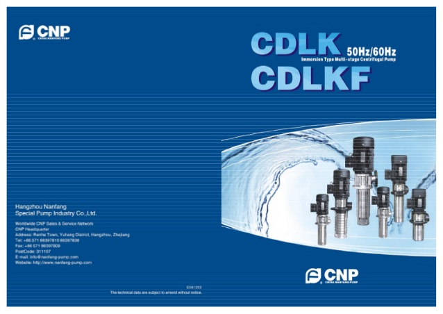 Thông số kỹ thuật của Bơm CNP model CDLK/CDLKF