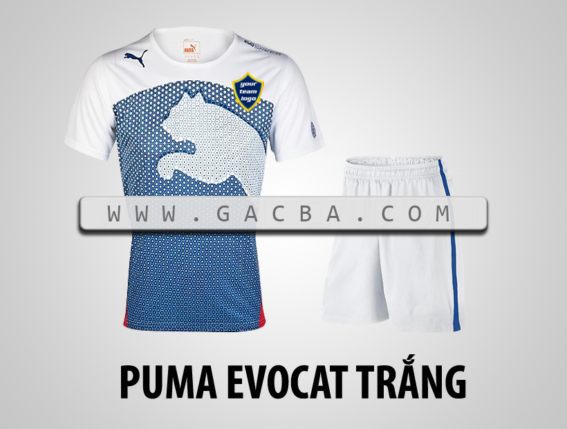 áo bóng đá không logo Puma Cat trắng