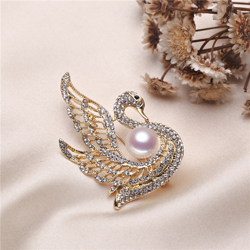 Cài áo ngọc trai Chim thiên nga SWAN PEARL(8-10ly) - CTJ5121