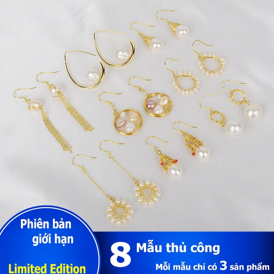 Bông khuyên tai ngọc trai Cao cấp 8 Mẫu thủ công HandmadePearl(3-9ly) - CTJ2009