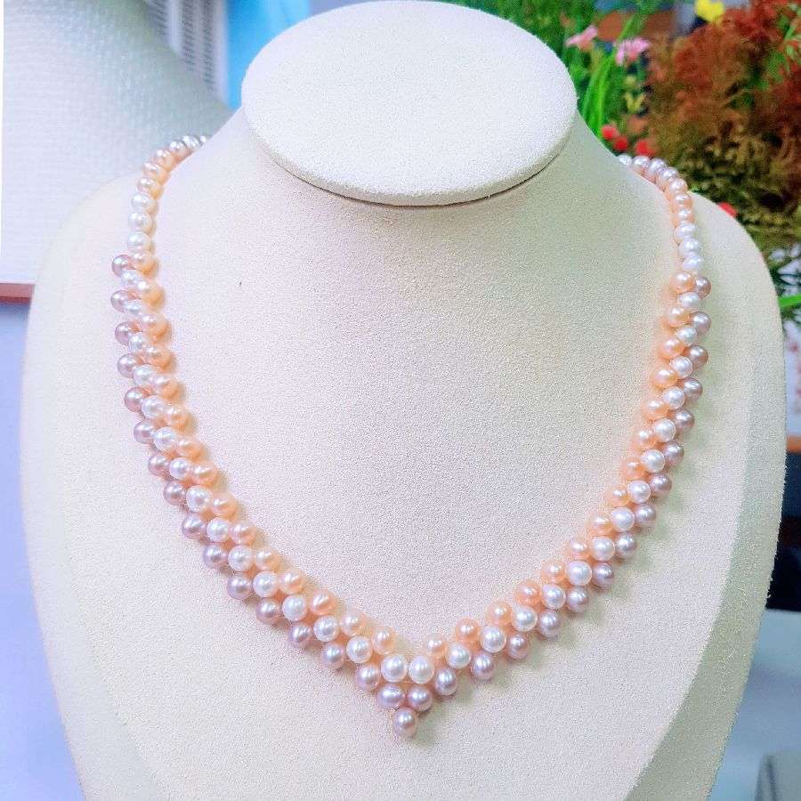 Vòng cổ Ngọc trai nước ngọt Thiên nhiên Cao cấp - ChuỗI kết tráI tim hoàn hảo - OTIS PEARL (5-6ly) - CTJ3111