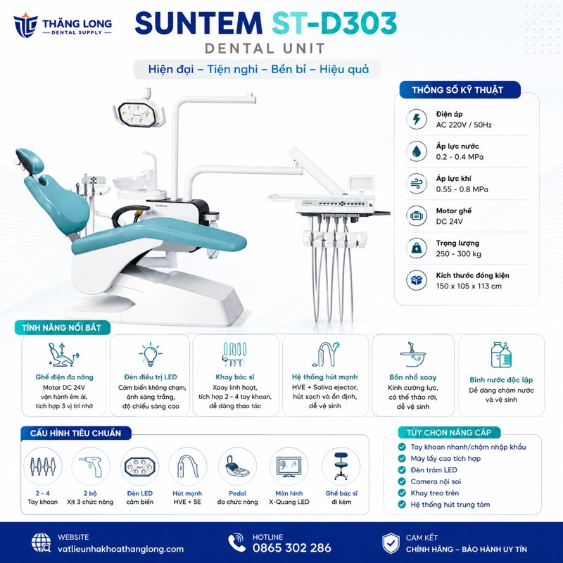 Infographic ghế nha khoa Suntem ST-D303 chính hãng
