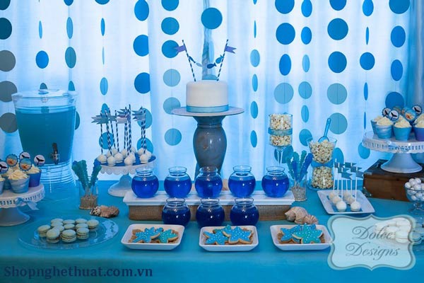ý tưởng trang trí tiệc sinh nhật cho bé tại nhà chủ đề đại dương xanh