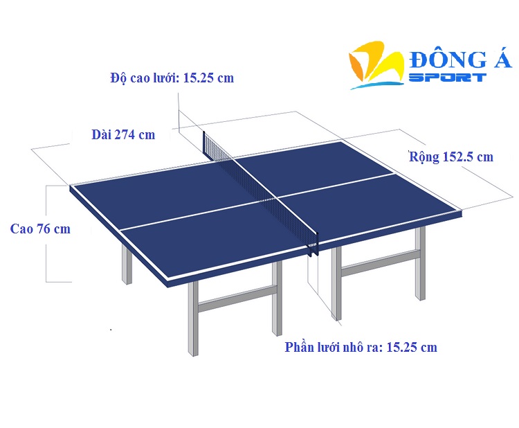 Kích thước bàn bóng bàn đúng tiêu chuẩn