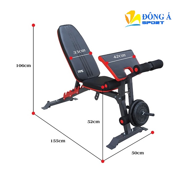 Kích thước lắp đặt ghế tập Gym đa năng DDS-1205