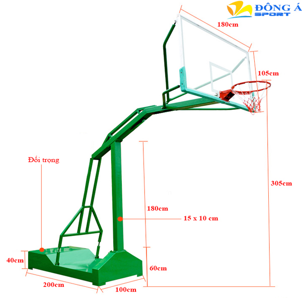 Kich thước  trụ bóng rổ nhập khẩu thi đấu TT-502