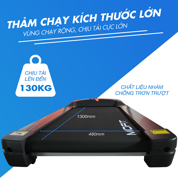 Máy chạy bộ điện Mofit Speedy 650 trang bị thảm chạy kích thước lớn