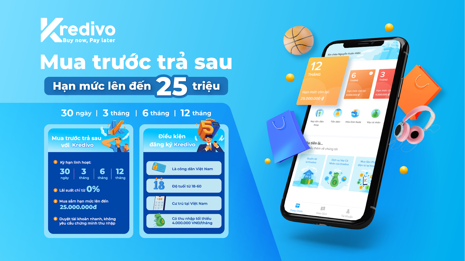 Mua trước trả sau tại Thể Thao Đông Á dễ dàng thông qua Kredivo