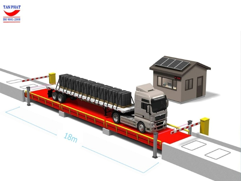 Hình ảnh mô hình một trạm cân ô tô điện tử thông thường. Một trạm cân điện tử sẽ có chia ra ra thành nhiều bộ phận khác nhau.