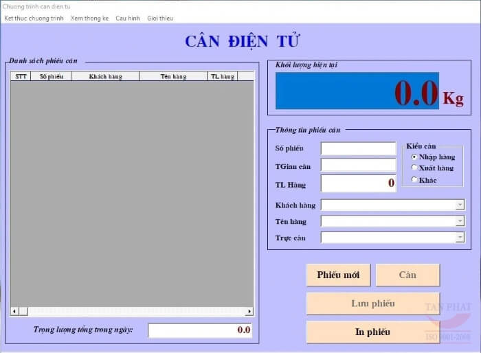Phần mềm quản lý cân do Tân Phát cung cấp