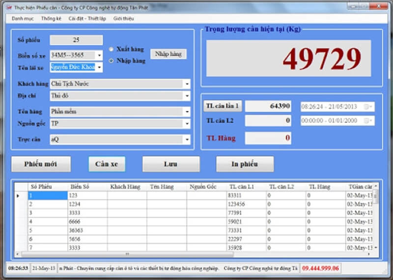 Phần mềm quản lý trạm cân xe tải điện tử do Tân Phát cung cấp