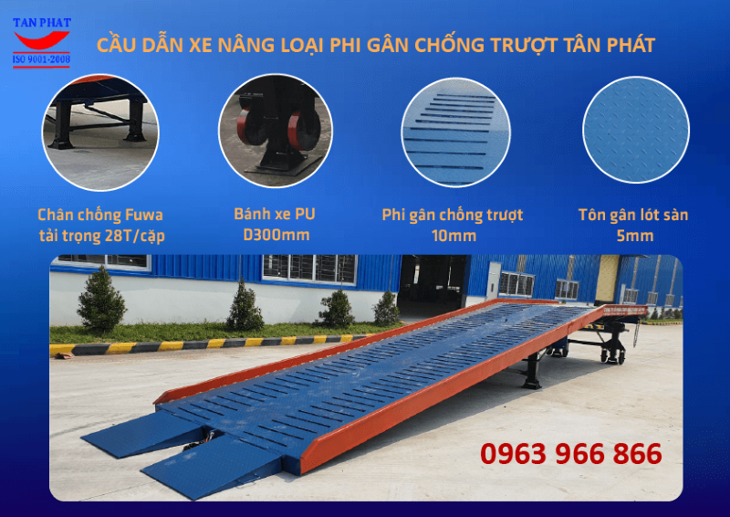 Thiết kế cầu dẫn lên container mặt phi gân chống trượt 