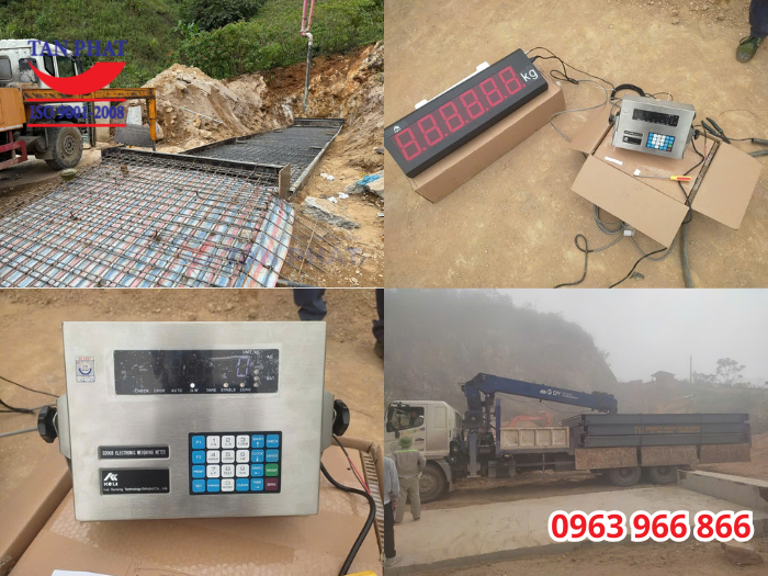 Hệ thống móng cân, bàn cân và thiết bị lắp đặt trạm cân điện tử 100 tấn tại Sơn La