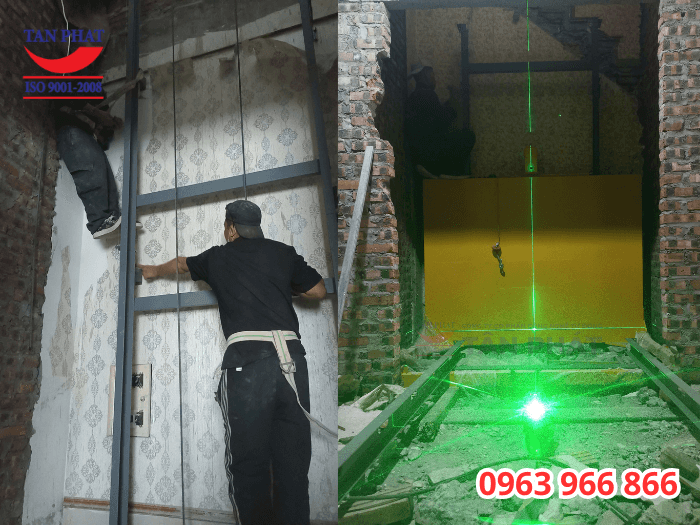 Quá trình lắp đặt thang nâng hàng tự động
