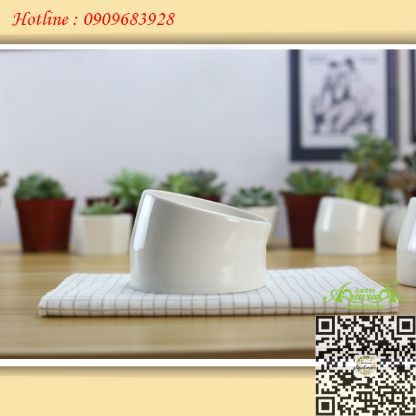 Gốm Trụ Ống uốn Cong Trắng - Aquagarden