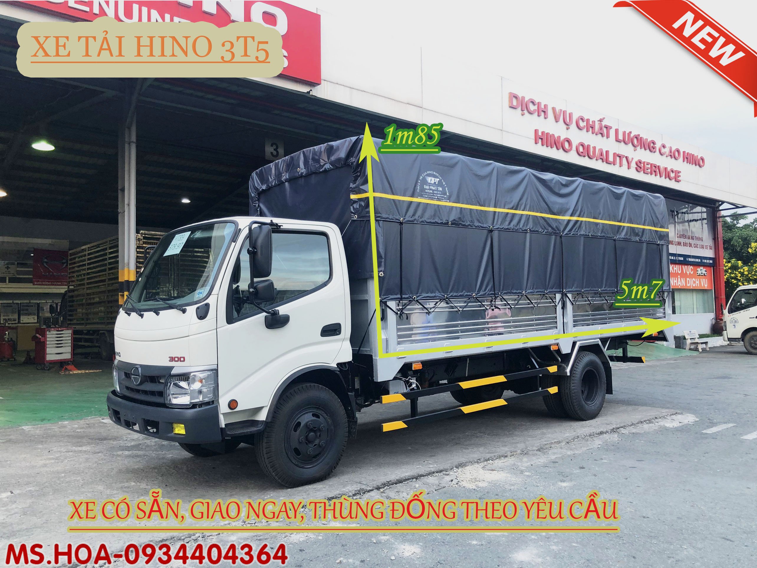 xe hino 3t5 thùng dài 5m7