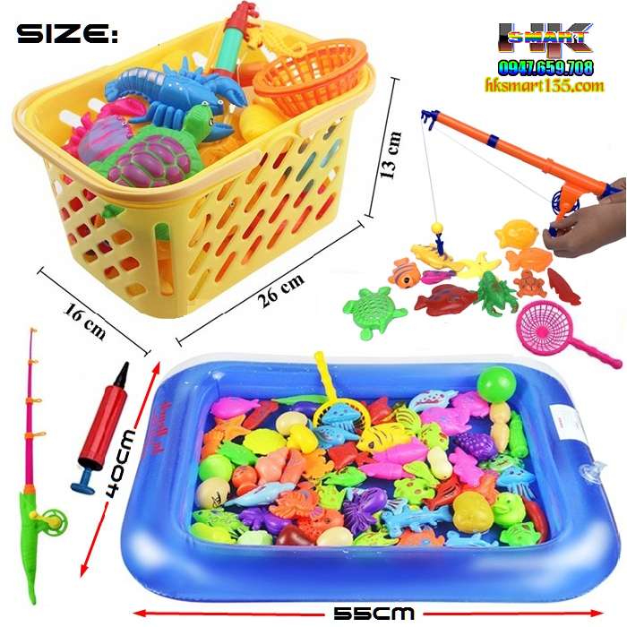 Bộ bể phao câu cá 2 cần cho bé