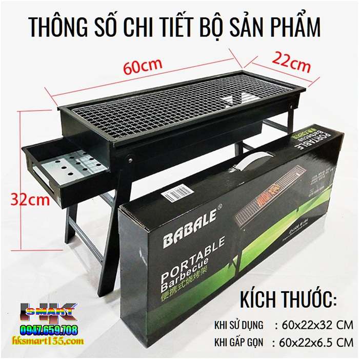 Bếp nướng than hoa du lịch loại dài