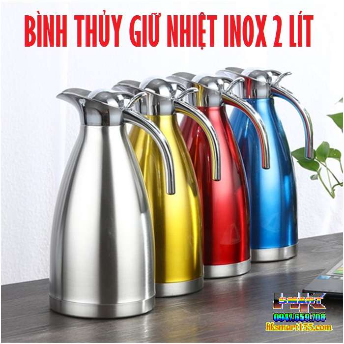 Bình thủy giữ nhiệt inox 2 lớp cao cấp 2L