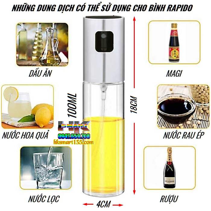 Bình Xịt Dầu Ăn Thuỷ Tinh 100ml