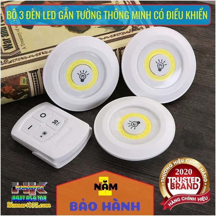 Bộ 3 Đèn LED Dán Tường Điều Khiển Từ Xa