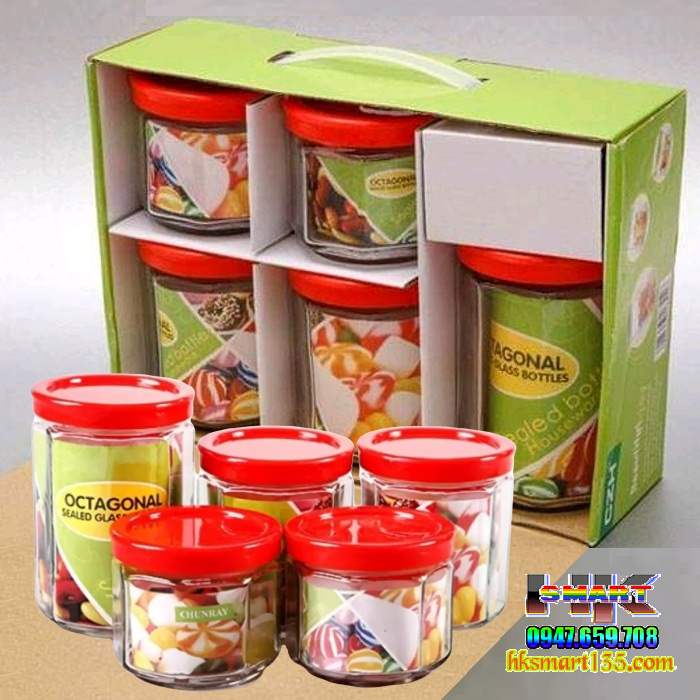 Bộ 5 lọ thủy tinh đựng gia vị