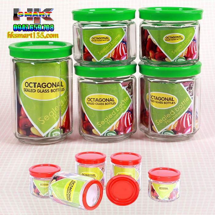 Bộ 5 lọ thủy tinh đựng gia vị