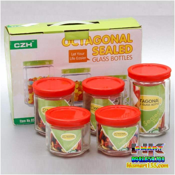 Bộ 5 lọ thủy tinh đựng gia vị