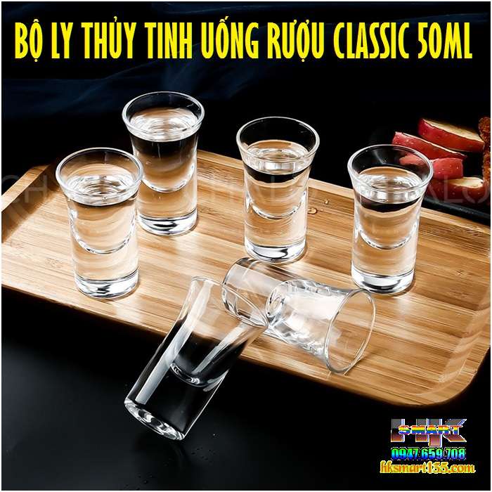 Bộ 6 ly thủy tinh uống rượu Vodka