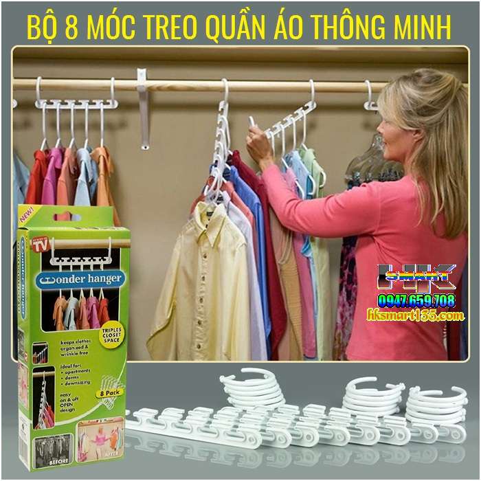 Hộp 8 móc treo quần áo thông minh