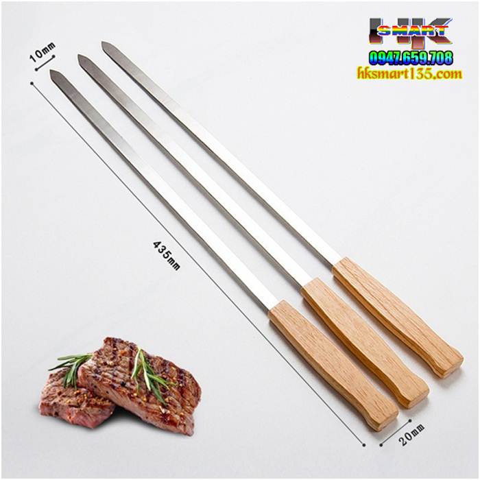 Bộ 8 que xiên nướng inox cán gỗ kèm túi chuẩn Nga