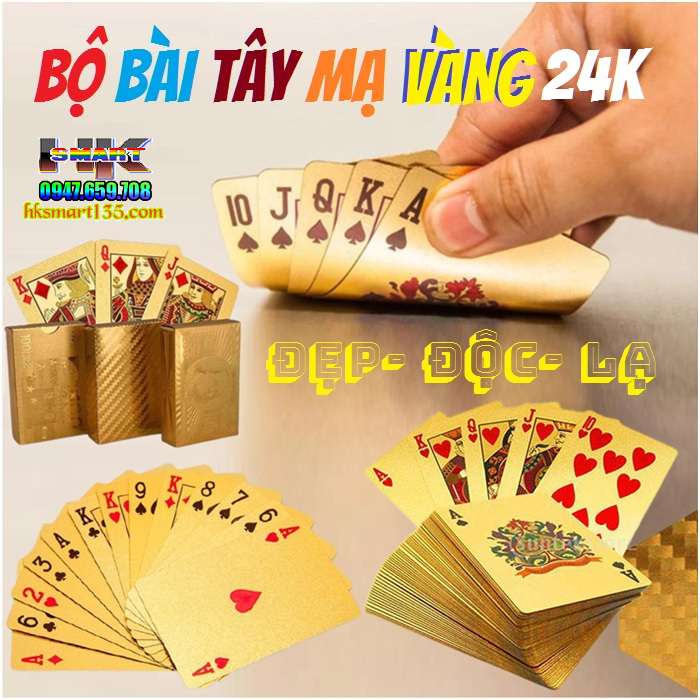 Bộ bài tây mạ vàng 24k