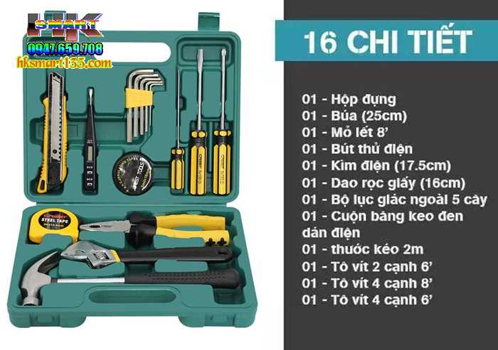 Bộ dụng cụ sửa chữa đa năng 16 món